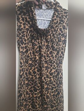 Sleeveless Leopard Print Mini Dress - Brown/Black